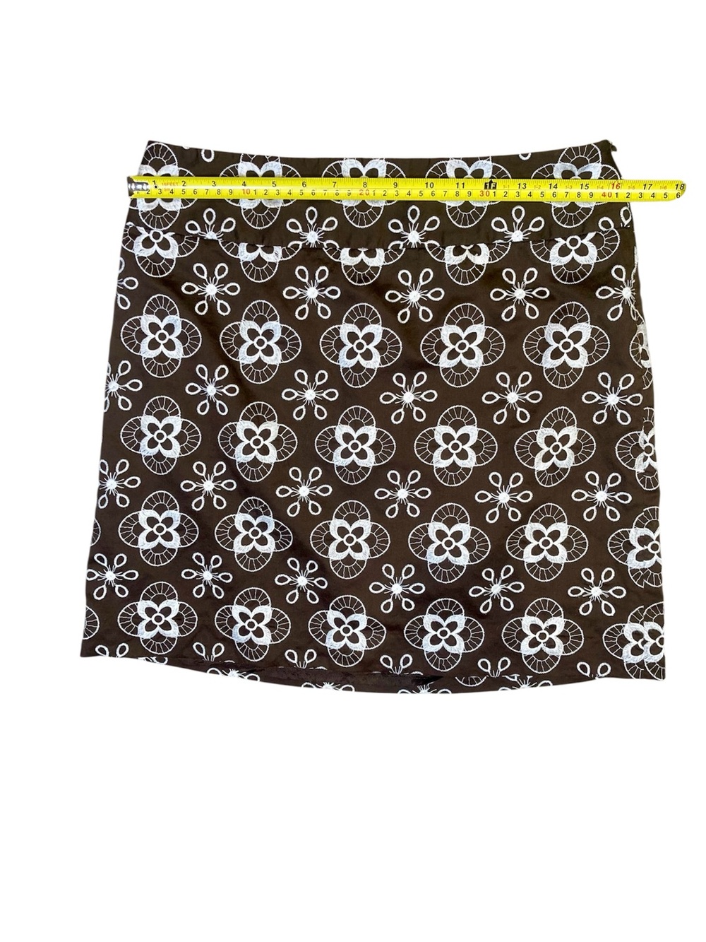 LOFT Brown A-Line Skirt with White Floral Print Size 4 - Picture 6 of 8